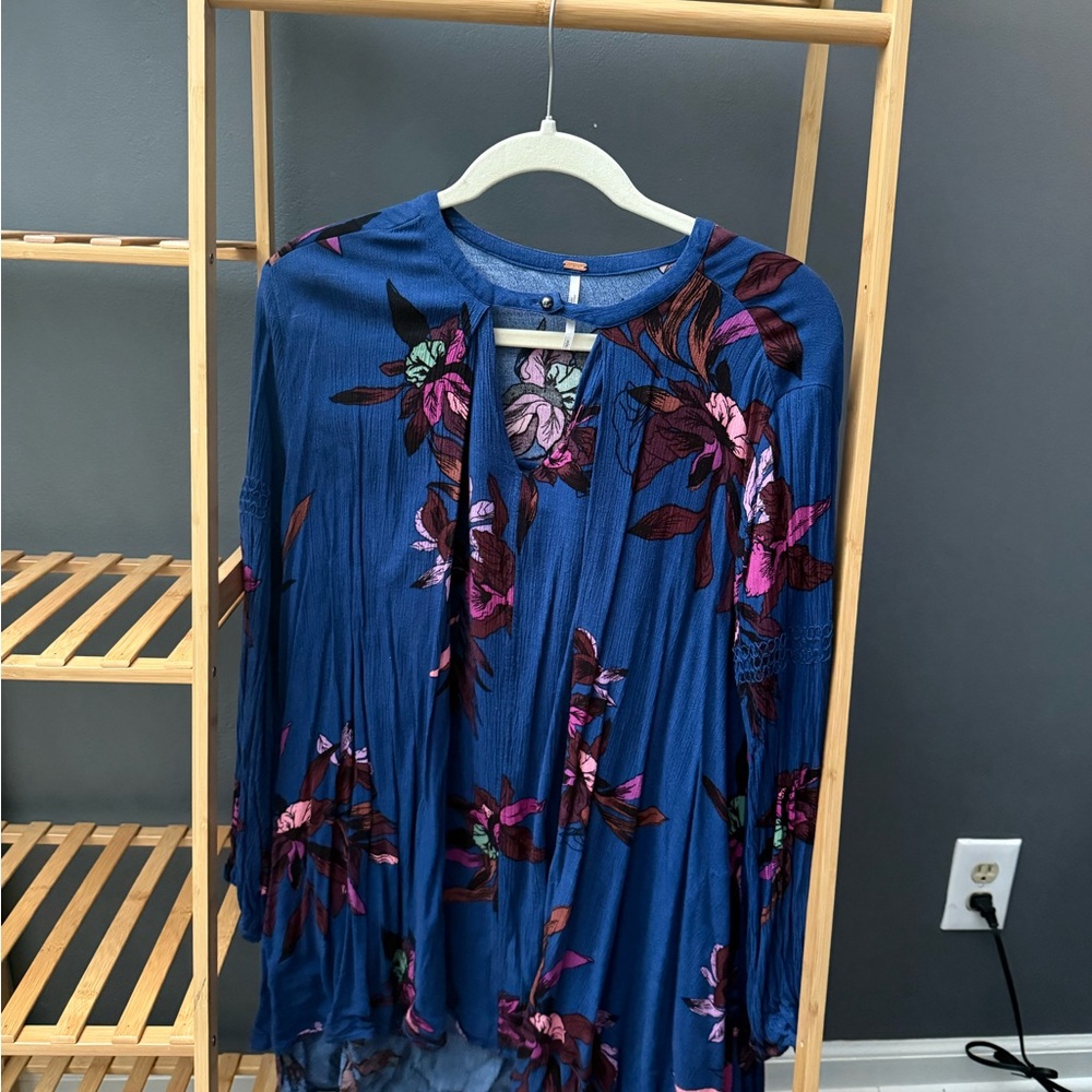 Free People Blue Floral Blouse